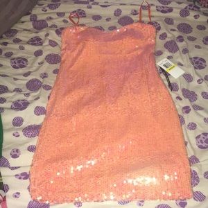 Pink/Coral sequin slip on dress